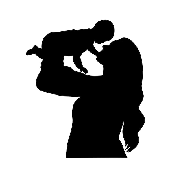 Mujer con bebé en las manos madre con su bebé recién nacido silueta
