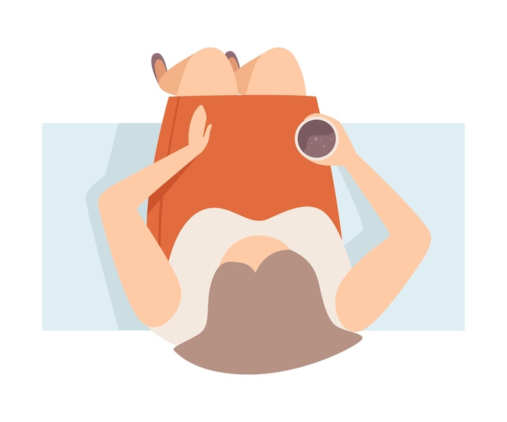 Vector mujer bebiendo café sentada en el banco ilustración vectorial plana