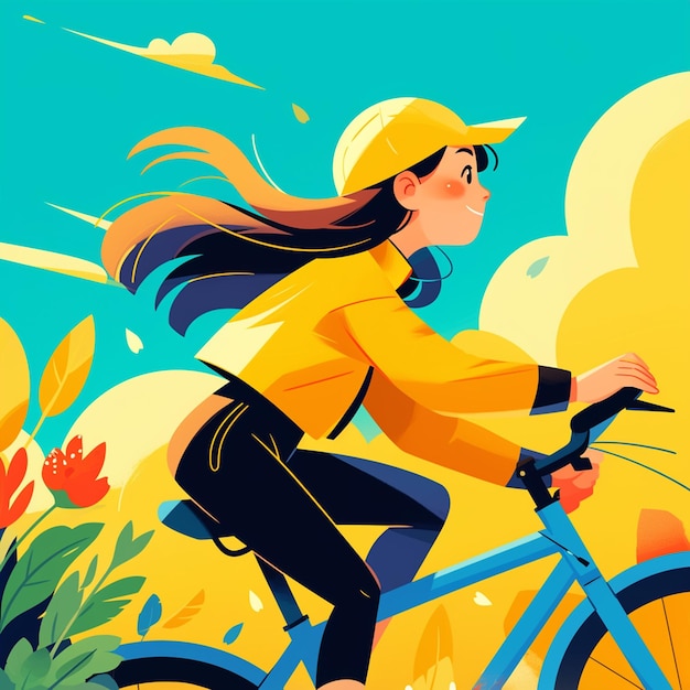 Vector una mujer belga está en bicicleta.