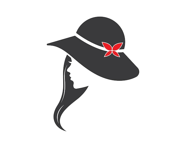 Mujer de belleza con diseño de plantilla de ilustración de vector de sombrero