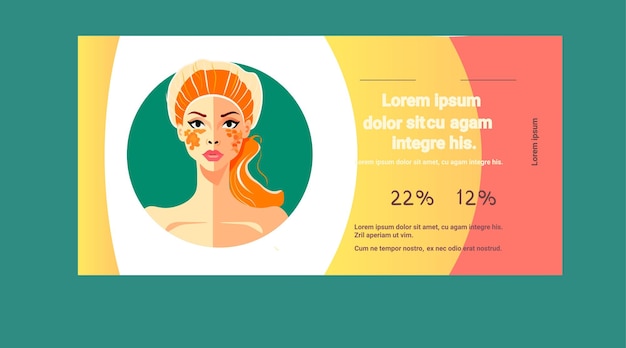 mujer de belleza con maquillaje perfecto hermoso salón de maquillaje profesional maquillaje concepto de moda horizontal copia espacio retrato vector ilustración