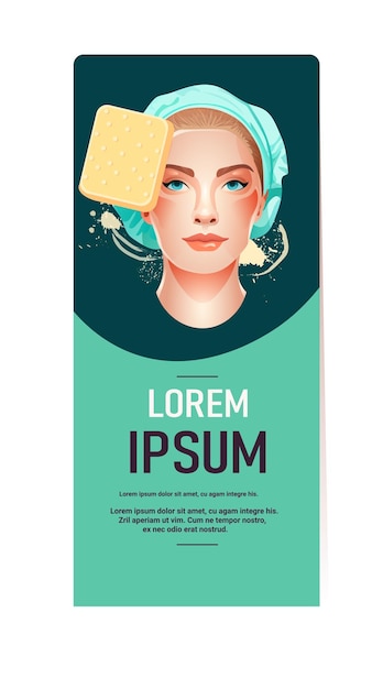 mujer de belleza con maquillaje perfecto hermoso salón de maquillaje profesional maquillaje concepto de moda retrato copia vertical espacio vector ilustración