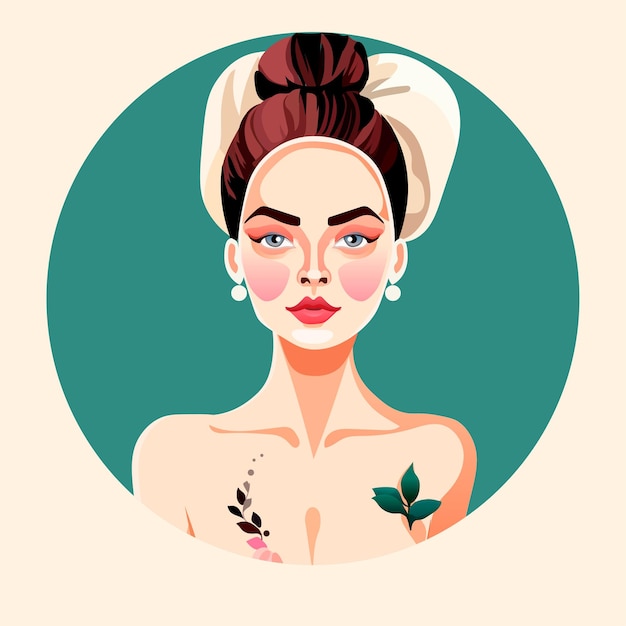 Mujer de belleza con maquillaje perfecto hermoso salón de maquillaje profesional maquillaje concepto de moda retrato vector ilustración