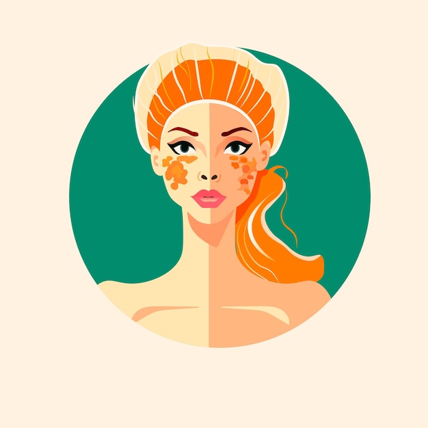 Mujer de belleza con maquillaje perfecto hermoso salón de maquillaje profesional maquillaje concepto de moda retrato vector ilustración