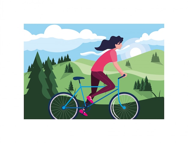 Mujer con bicicleta, mujer con estilo de vida saludable