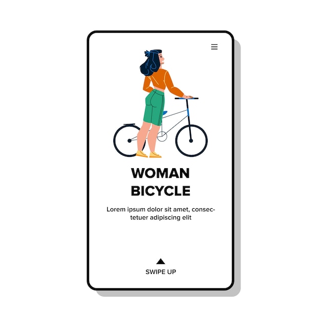 Mujer Bicicleta Viaje Por Carretera Tiempo De Recreación Vector Mujer Joven Bicicleta Aventura Y Actividad Deportiva Disfrutando Del Carácter Dama Montar Y Hacer Ejercicio Transporte En Bicicleta Web Ilustración De Dibujos Animados Plana