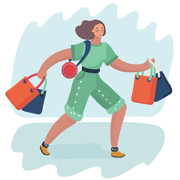 Mujer, con, bolsas de compras