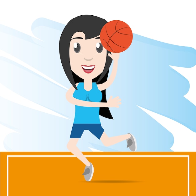 mujer bonita atleta jugando al baloncesto