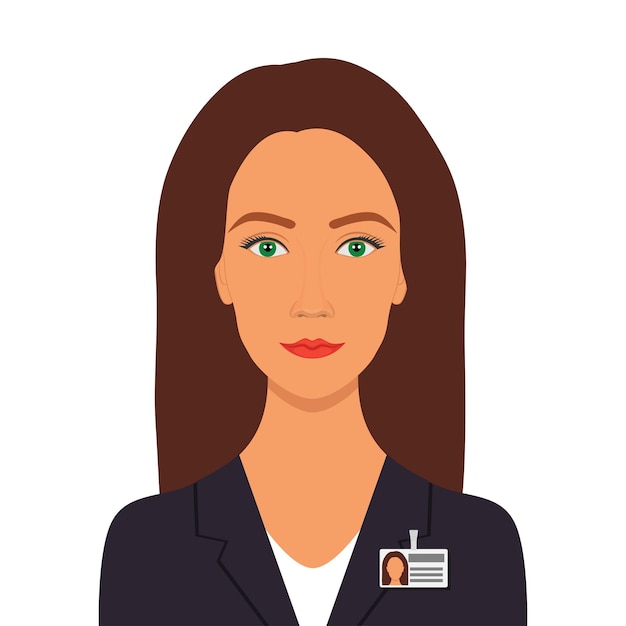 Vector mujer bonita elegante en traje de negocios con insignia foto de perfil de avatar de mujer de negocios