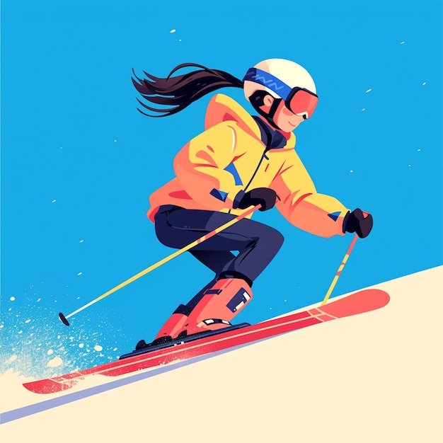 Vector una mujer bosnia está esquiando.