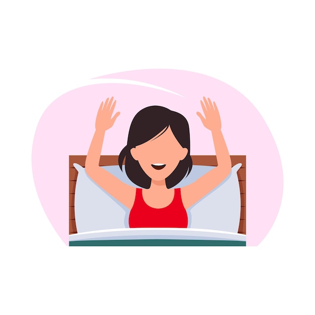 mujer bostezando despertando por la mañana