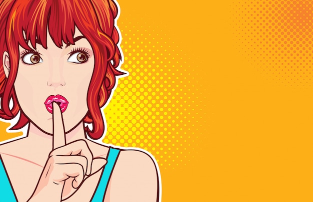 Mujer buscando guardar silencio