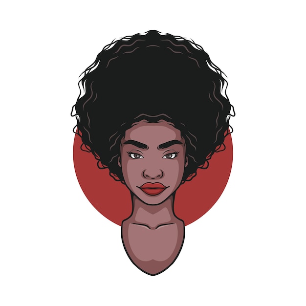 Mujer de cabello afro vector colorido dibujado a mano