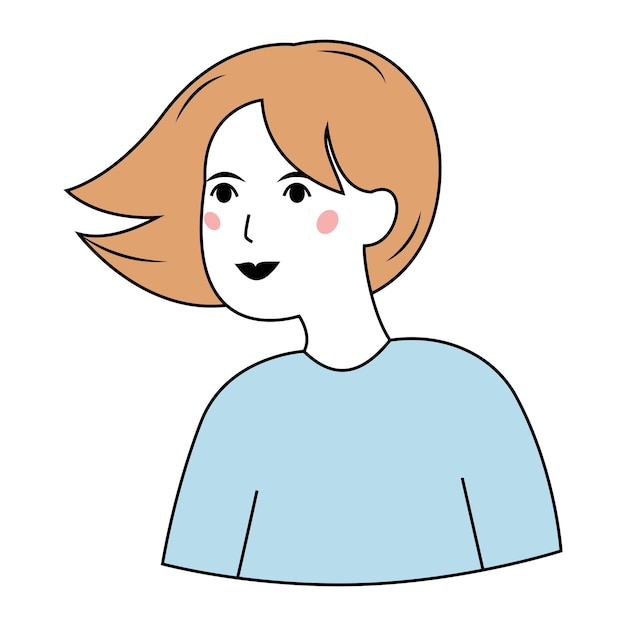 Mujer de cabello corto sonriendo mirando hacia el lado Ilustración vectorial