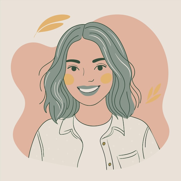 una mujer de cabello gris está sonriendo y tiene un fondo rosa