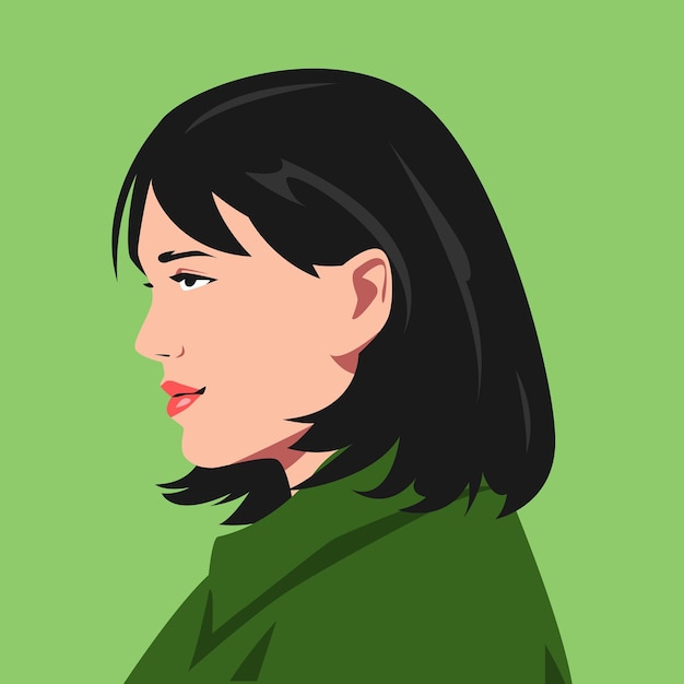 Una mujer de cabello negro y camisa verde.