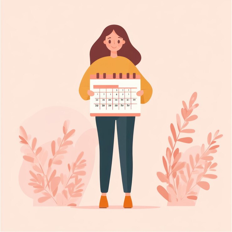 Mujer con un calendario con fechas importantes