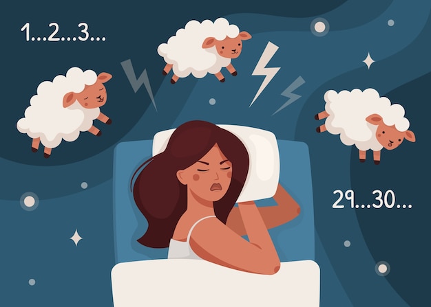 Mujer en la cama no puede dormir