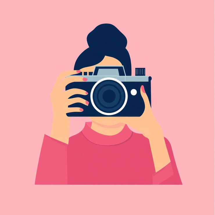 Mujer con una cámara fotografía retrato fotógrafo mujer cámara imagen retro lente vintage