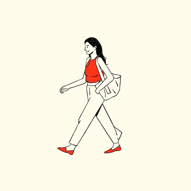 Mujer caminando con una bolsa de Tote