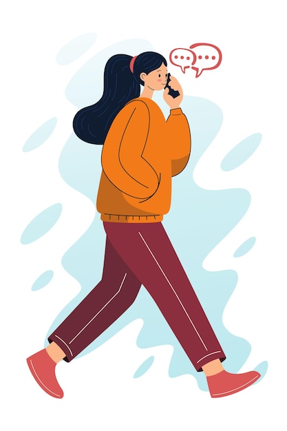 Mujer caminando y hablando por teléfono