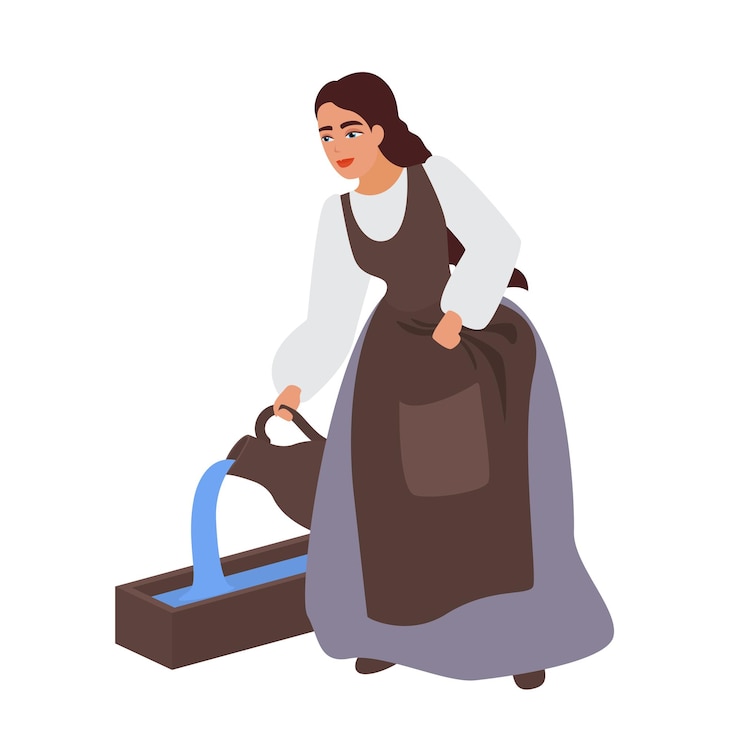 Vector mujer campesina medieval