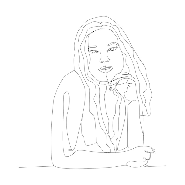 Mujer cara dibujo de línea continua concepto de moda mujer belleza minimalista