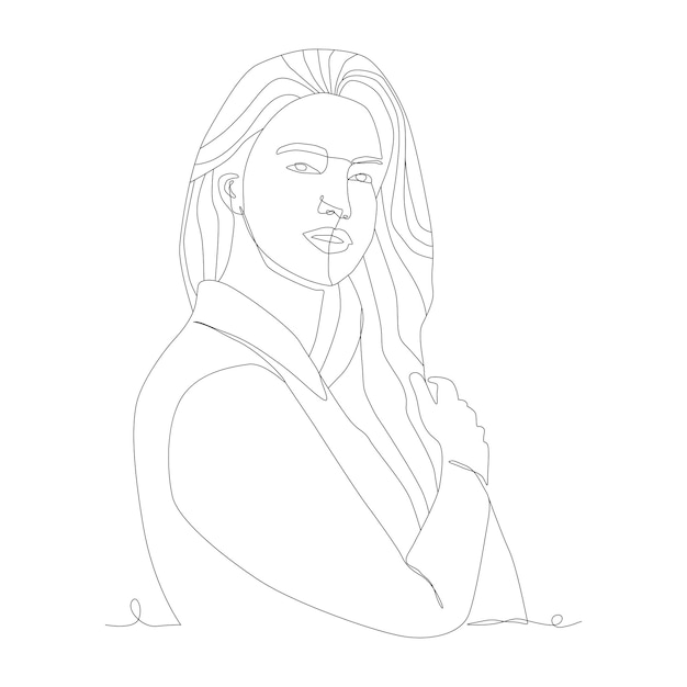 Mujer cara dibujo de línea continua concepto de moda mujer belleza minimalista