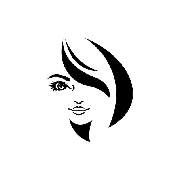 Mujer cara icono logo vector plantilla de diseño