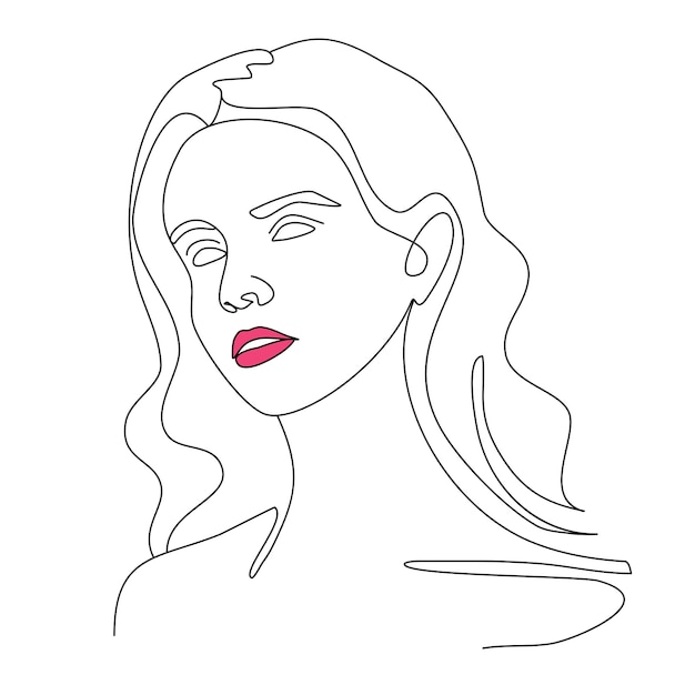 Mujer cara una línea minimalista.