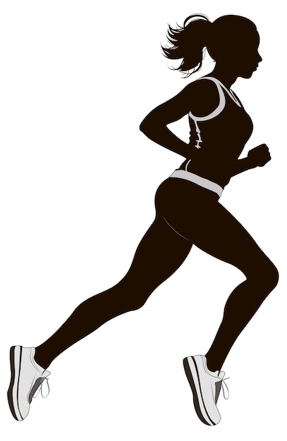 Mujer en carrera silueta vectorial abstracta uniforme deportivo