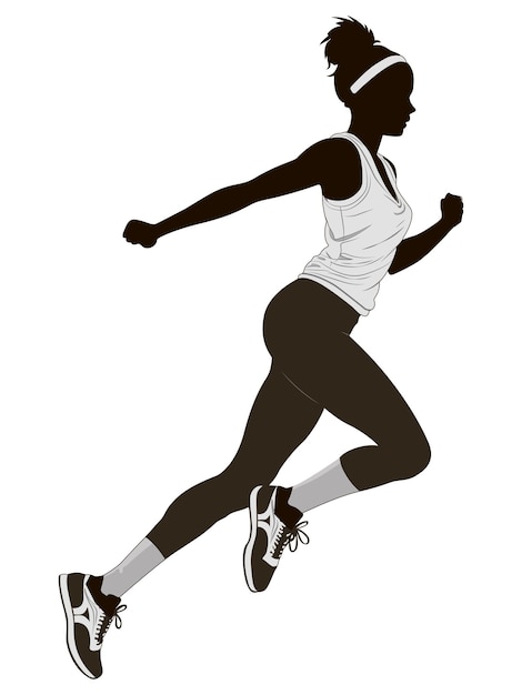 Mujer en carrera silueta vectorial abstracta uniforme deportivo