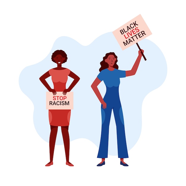 Vector una mujer con un cartel que dice que las vidas de los negros importan