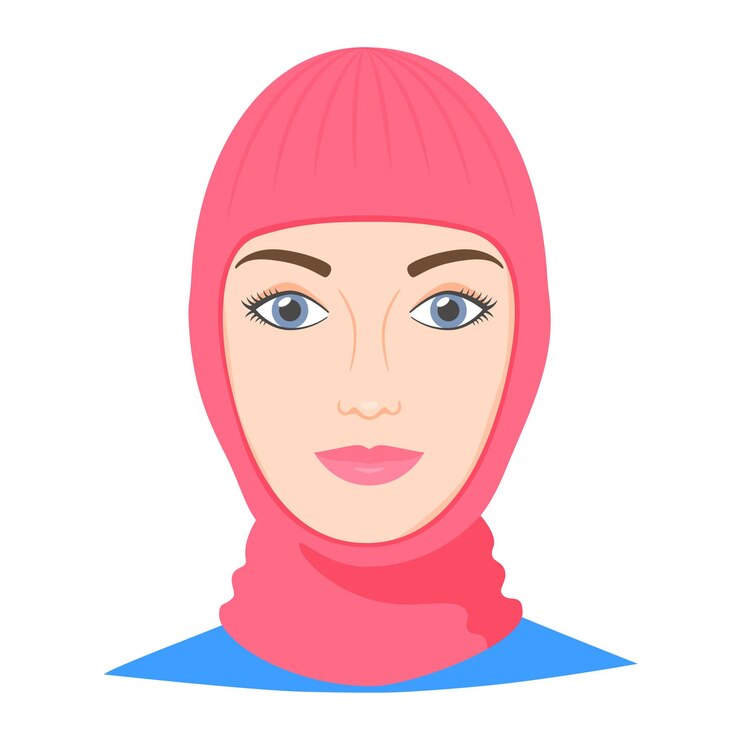 Vector mujer con casco de pasamontañas sombrero de gusano de moda para clima frío