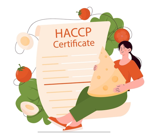 Mujer con certificado haccp niña con productos naturales y orgánicos verduras crudas alimentación saludable