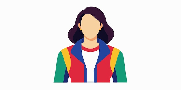 una mujer con una chaqueta de color arco iris está usando una chaqueta del color arco Iris