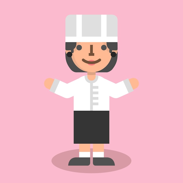 Vector mujer chef plana