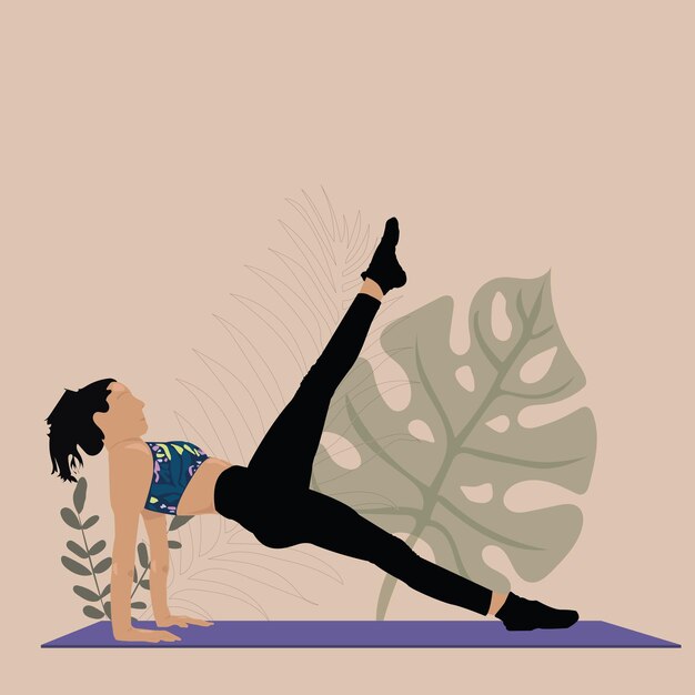 Vector mujer en clase de yoga y postura1