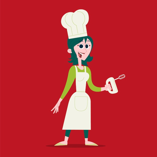 Mujer cocinera con gorro de chef