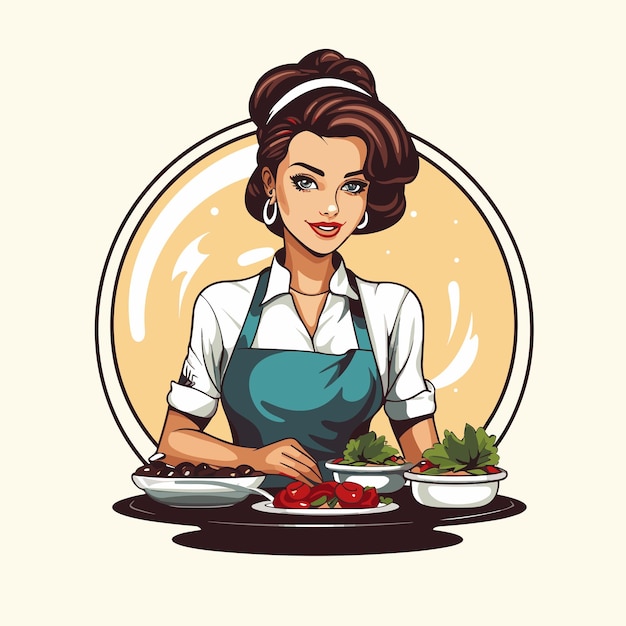 Vector mujer cocinera