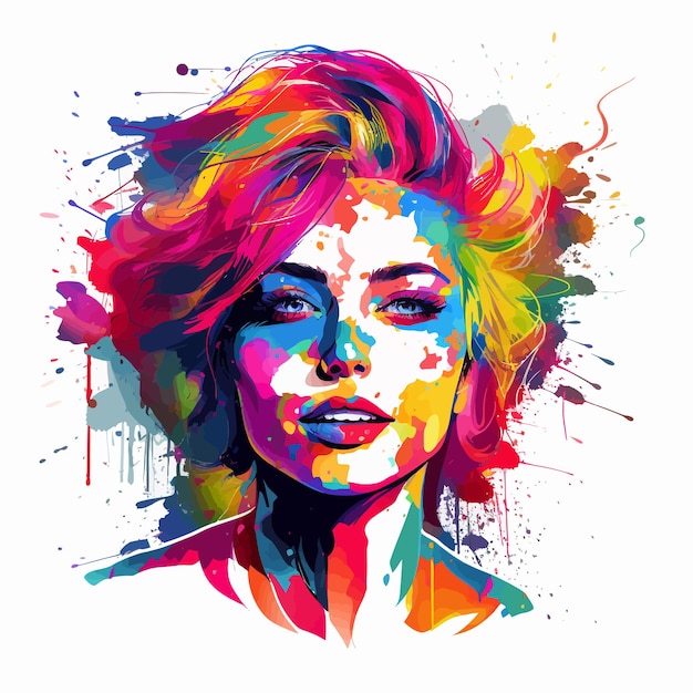 Una mujer con colores brillantes en su cara vector