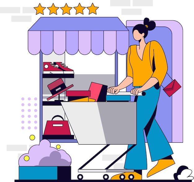 Mujer comprando con aplicación en línea