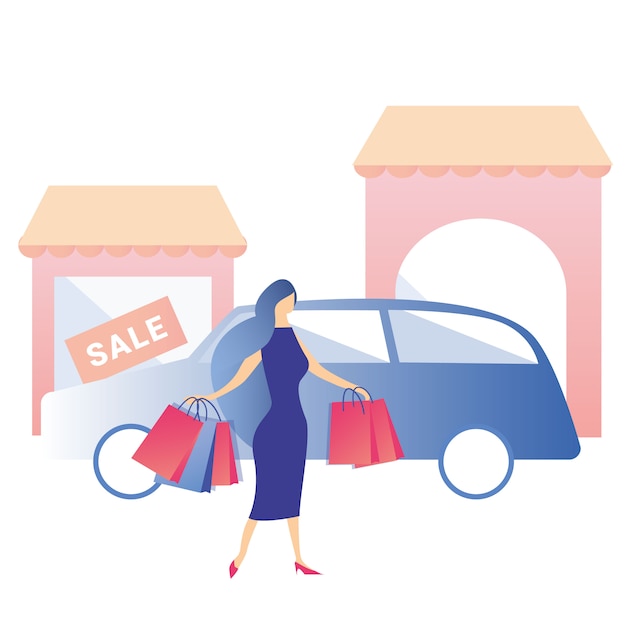 Mujer compras alquiler auto venta descuento