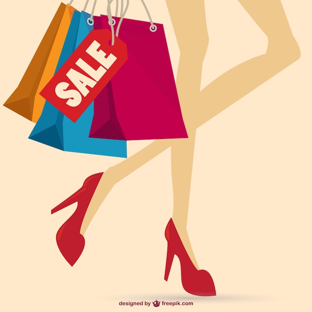 Mujer de compras vectorial