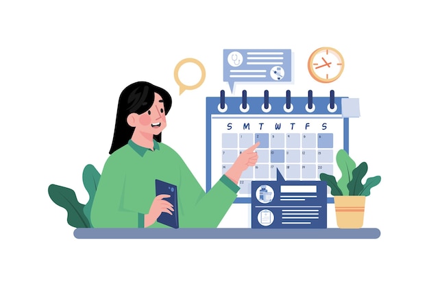 Una mujer comprobando el calendario de procedimientos de tratamiento.