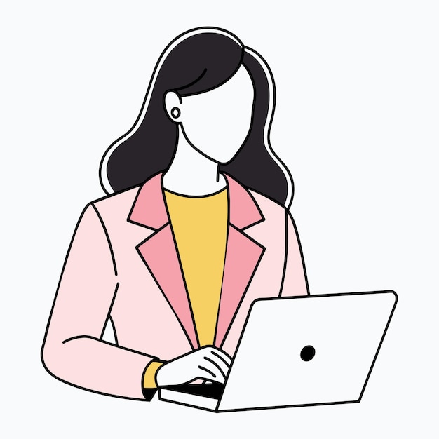 una mujer con una computadora portátil y una imagen de una mujer en la pantalla