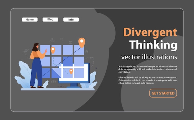 La mujer del concepto de navegación digital interactúa con el mapa virtual en la computadora para identificar ubicaciones y rutas