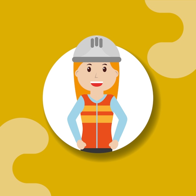 Vector mujer de la construcción del trabajador