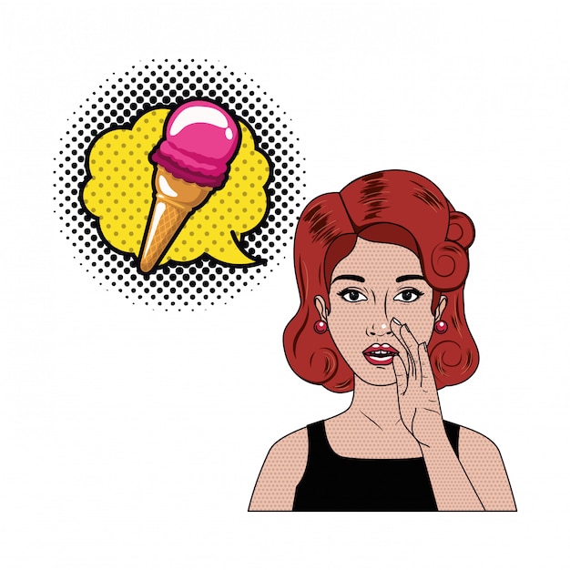 Mujer contando un secreto con bocadillo