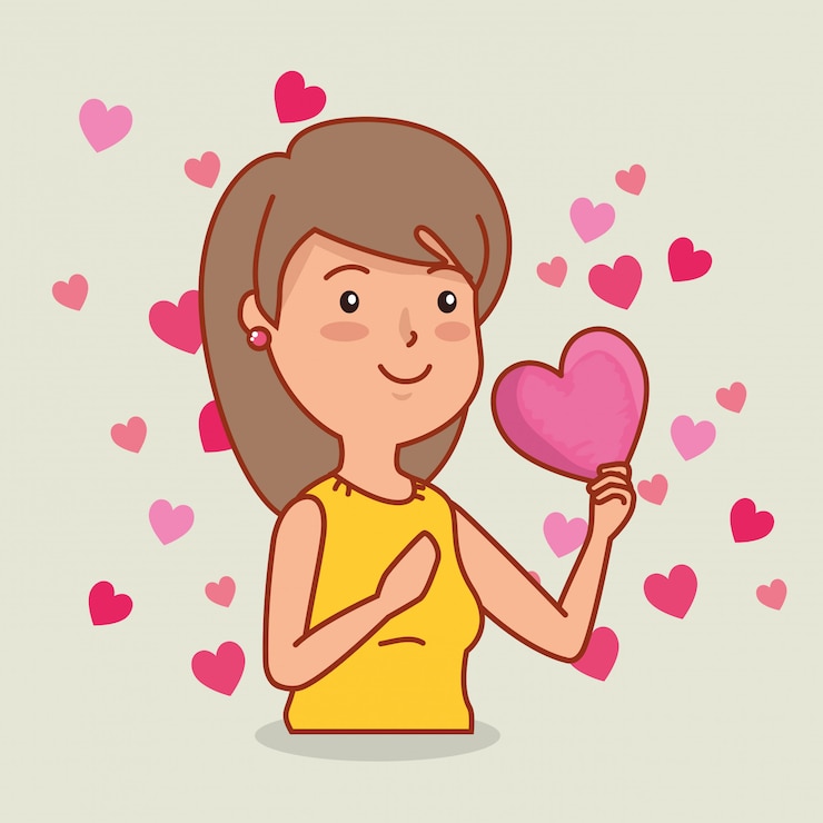 Vector mujer con corazones para la celebración del día de san valentín.